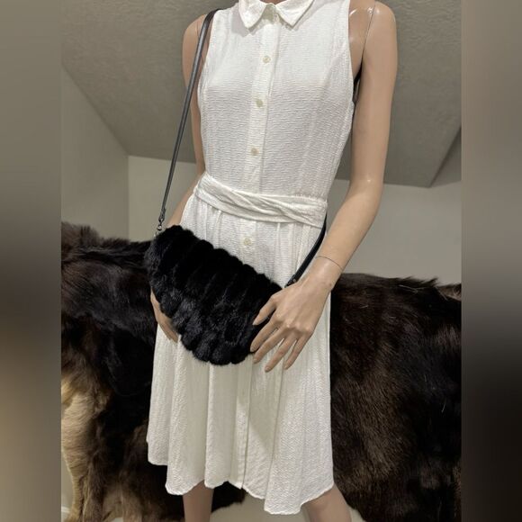 Asymmetric Real Mink Fur Handmade Saddle Bag/Shoulder Bag/Crossbody - Picture 10 of 15